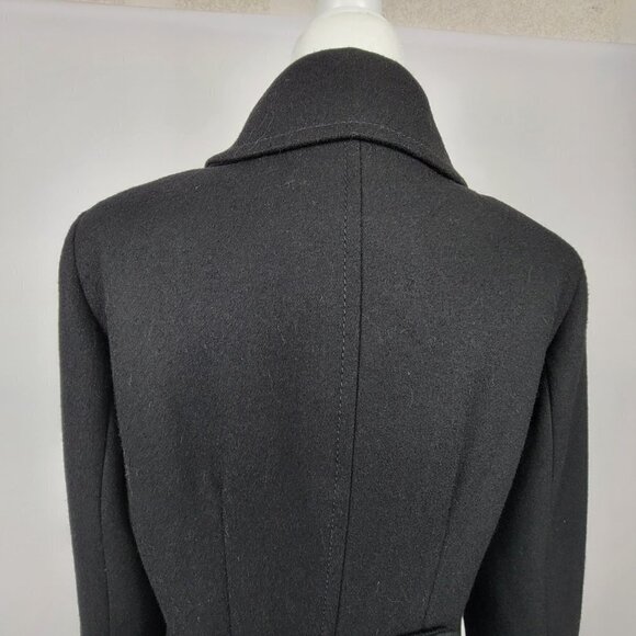 BCBGMAXAZRIA Coat Black Long Sleeve Lined Double Breasted Wool Rayon Acrylic M - Picture 6 of 10